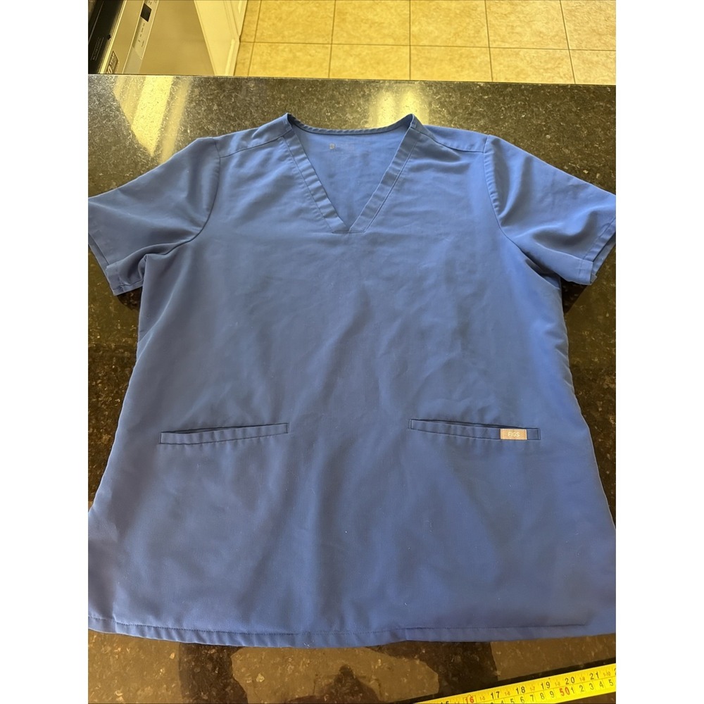 figs casma three-pocket scrub top Women's Sz 2XL Blue 3453 XXL Nurse Doctor READ